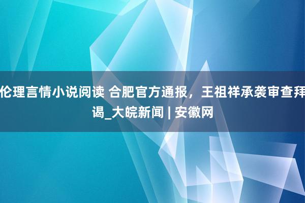 伦理言情小说阅读 合肥官方通报，王祖祥承袭审查拜谒_大皖新闻 | 安徽网