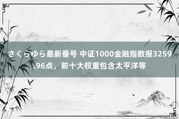 さくらゆら最新番号 中证1000金融指数报3259.96点，前十大权重包含太平洋等