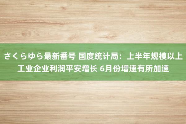 さくらゆら最新番号 国度统计局：上半年规模以上工业企业利润平安增长 6月份增速有所加速