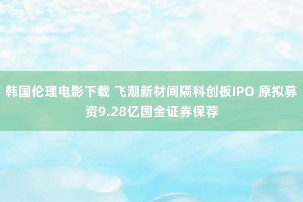 韩国伦理电影下载 飞潮新材间隔科创板IPO 原拟募资9.28亿国金证券保荐