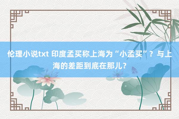 伦理小说txt 印度孟买称上海为“小孟买”？与上海的差距到底在那儿？