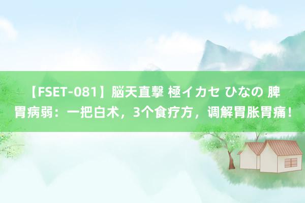 【FSET-081】脳天直撃 極イカセ ひなの 脾胃病弱：一把白术，3个食疗方，调解胃胀胃痛！