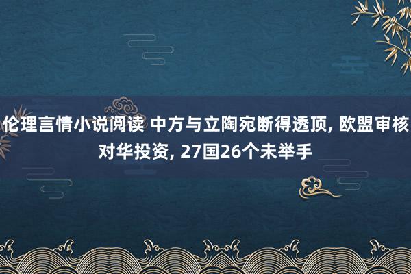 伦理言情小说阅读 中方与立陶宛断得透顶, 欧盟审核对华投资, 27国26个未举手