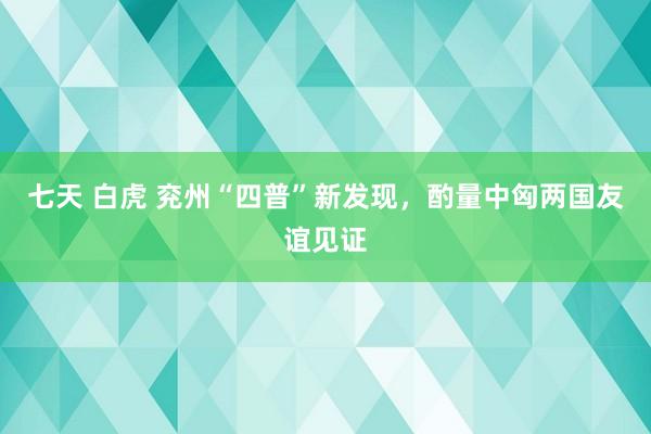 七天 白虎 兖州“四普”新发现，酌量中匈两国友谊见证